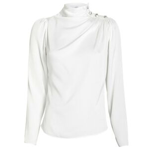 INTERMIX White Button-Accent Blouse